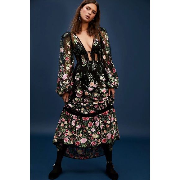 New Free People For Love & Lemons Luna Maxi Dress Size Extra Small - Picture 5 of 12